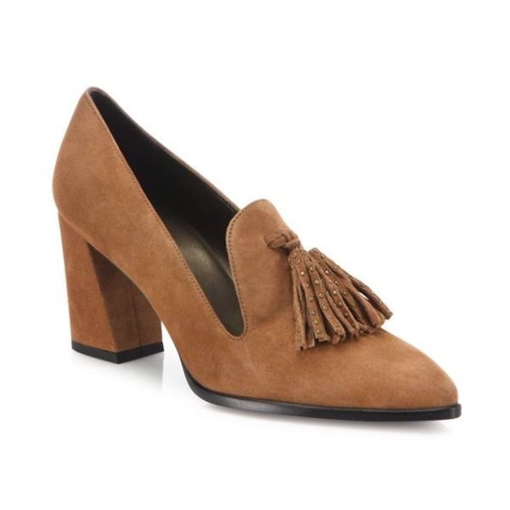 STUART WEITZMAN SUEDE PENNY LOAFER POINTY TOED PUMPS SIZE 11 EEEUC